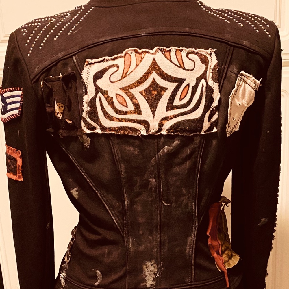 Upcycled Deconstructed Black Jacket. Medium - image 1